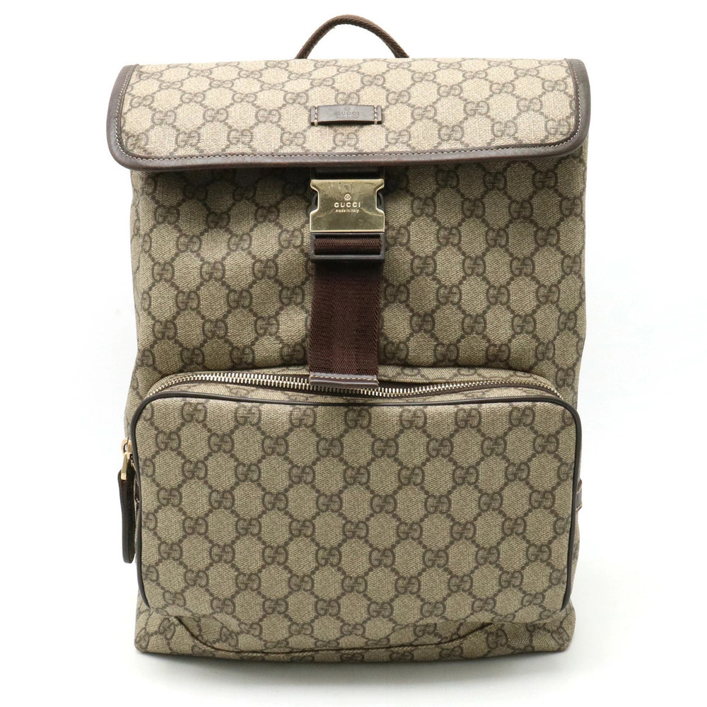 Gucci GG Supreme Backpack Daypack Leather Beige Brown Cream